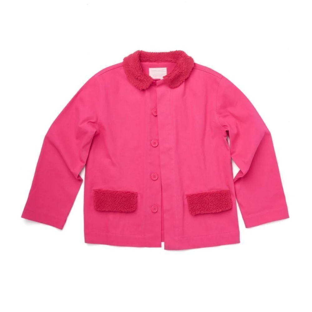 Bando Pink & Red Sherpa Collar Work Jacket NWT